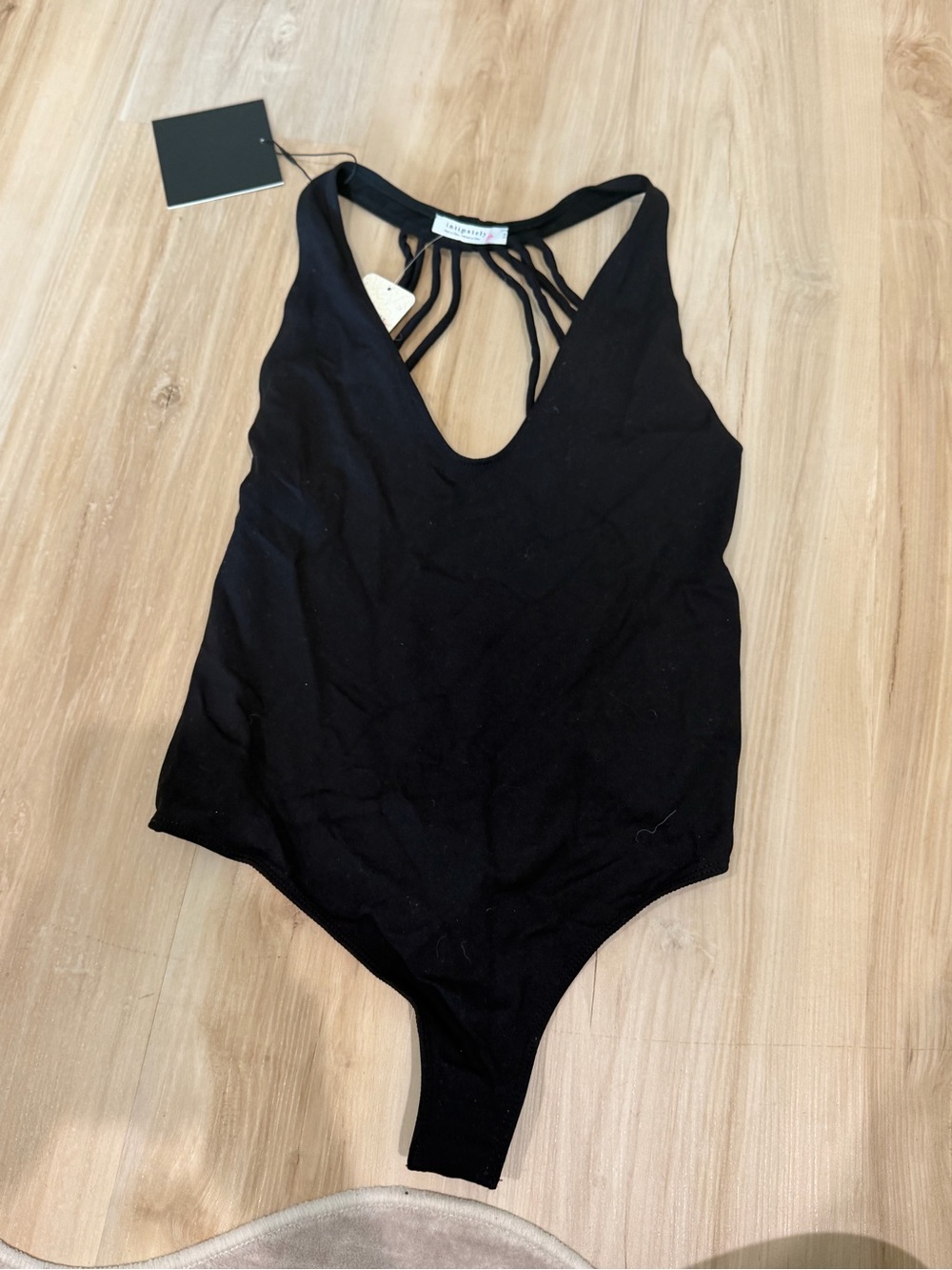 Lovers + Friends Black Strappy V-Neck Bodysuit